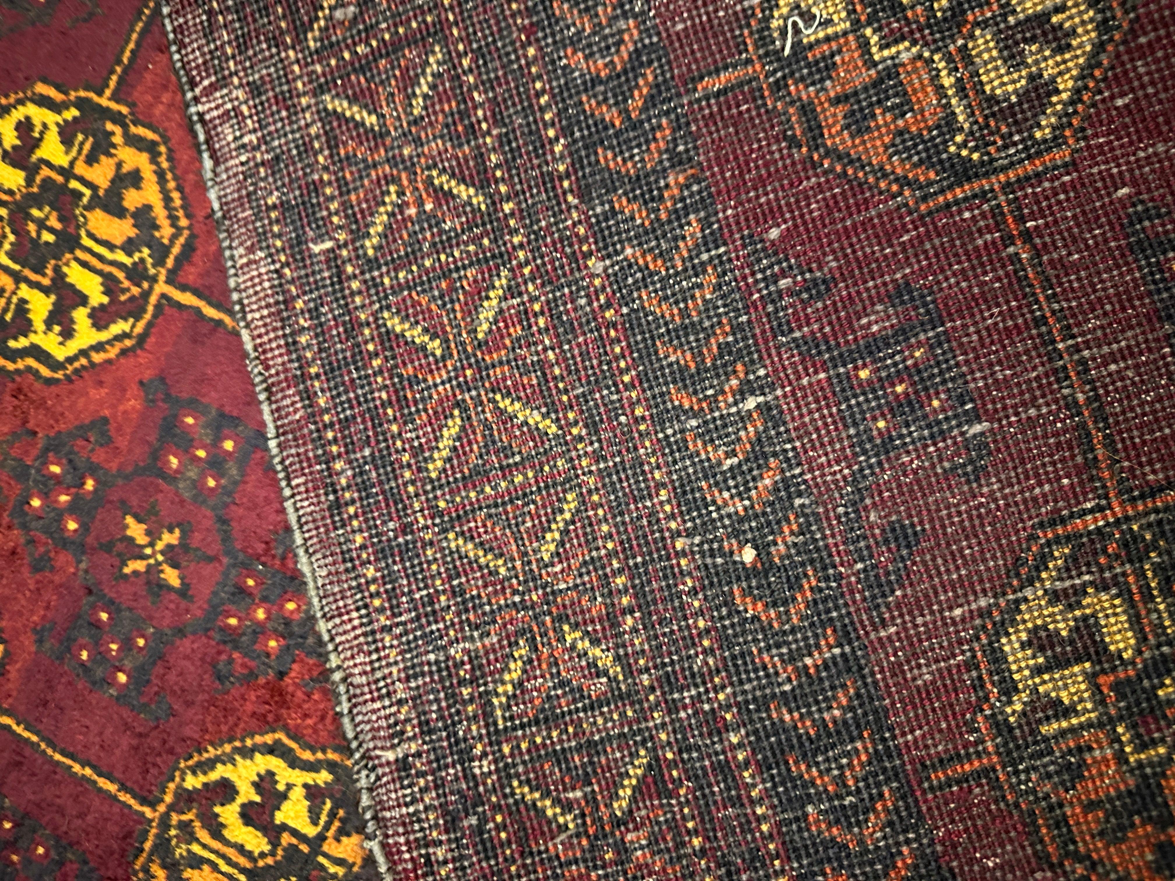 200 x 112 cm Fine Persian Old Baluch Rug Hand-Knotted Red & Yellow Colour - Rugoutlet