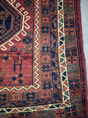 129 x 255 cm Fine Persian Semi-Tribal Sirjan Rug Hand-Knotted Brown & Blue Colour - Rugoutlet