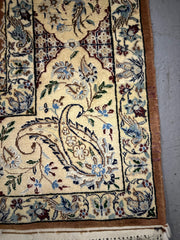 152 x 245 cm Fine Persian Silk & Wool Nain Rug Hand-Knotted Beige & Brown Colour - Rugoutlet