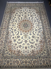 170 x 245 cm Fine Persian Nain Rug Hand-Knotted Beige & Brown Colour - Rugoutlet