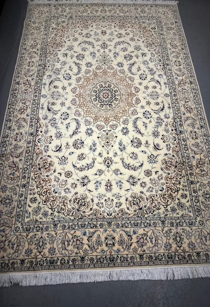 170 x 245 cm Fine Persian Nain Rug Hand-Knotted Beige & Brown Colour - Rugoutlet