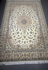 170 x 245 cm Fine Persian Nain Rug Hand-Knotted Beige & Brown Colour - Rugoutlet