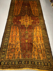 265 x 126 cm Fine Persian Old Baluch Rug Hand-Knotted Yellow & Brown Colour - Rugoutlet