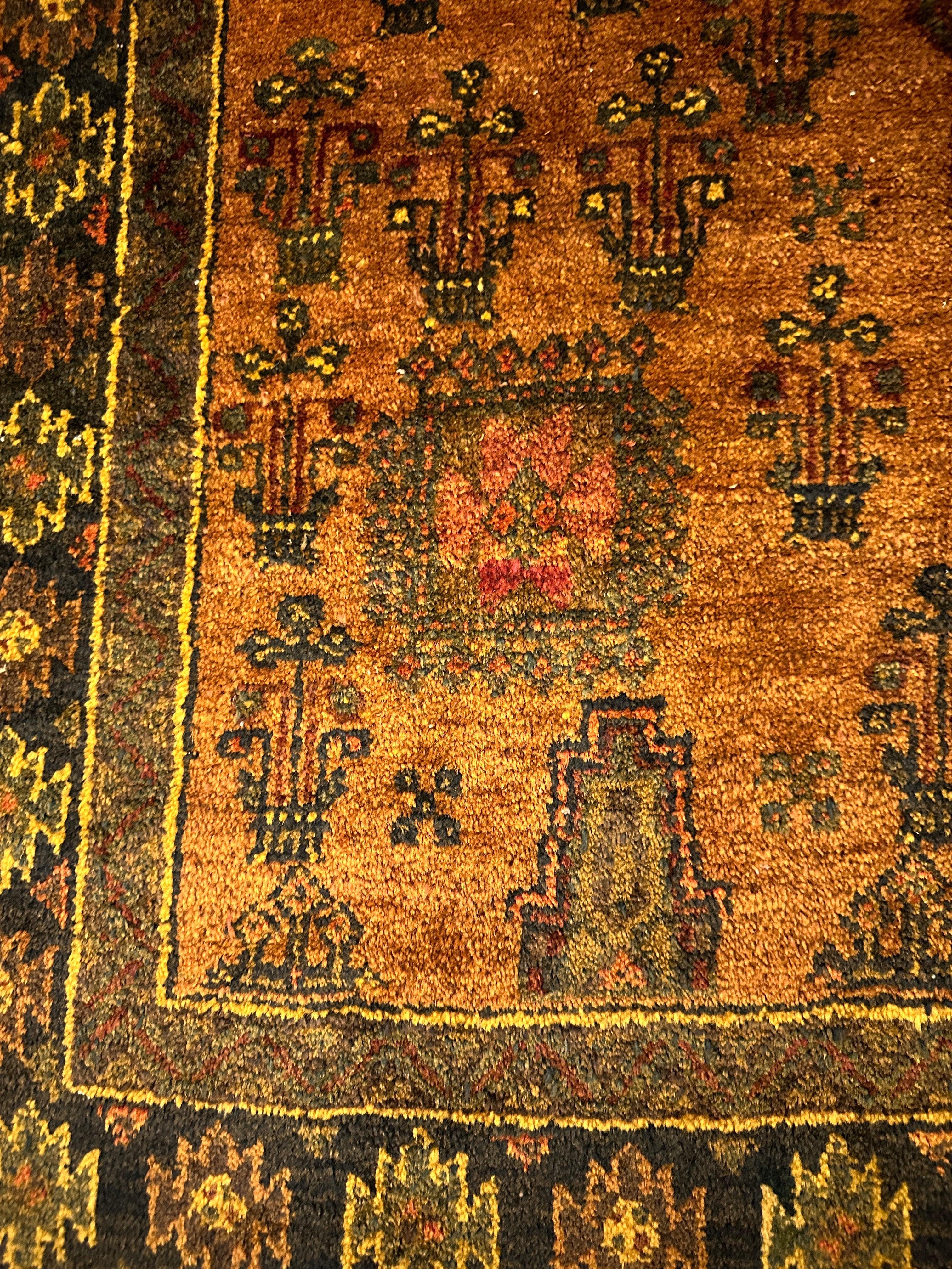 265 x 126 cm Fine Persian Old Baluch Rug Hand-Knotted Yellow & Brown Colour - Rugoutlet