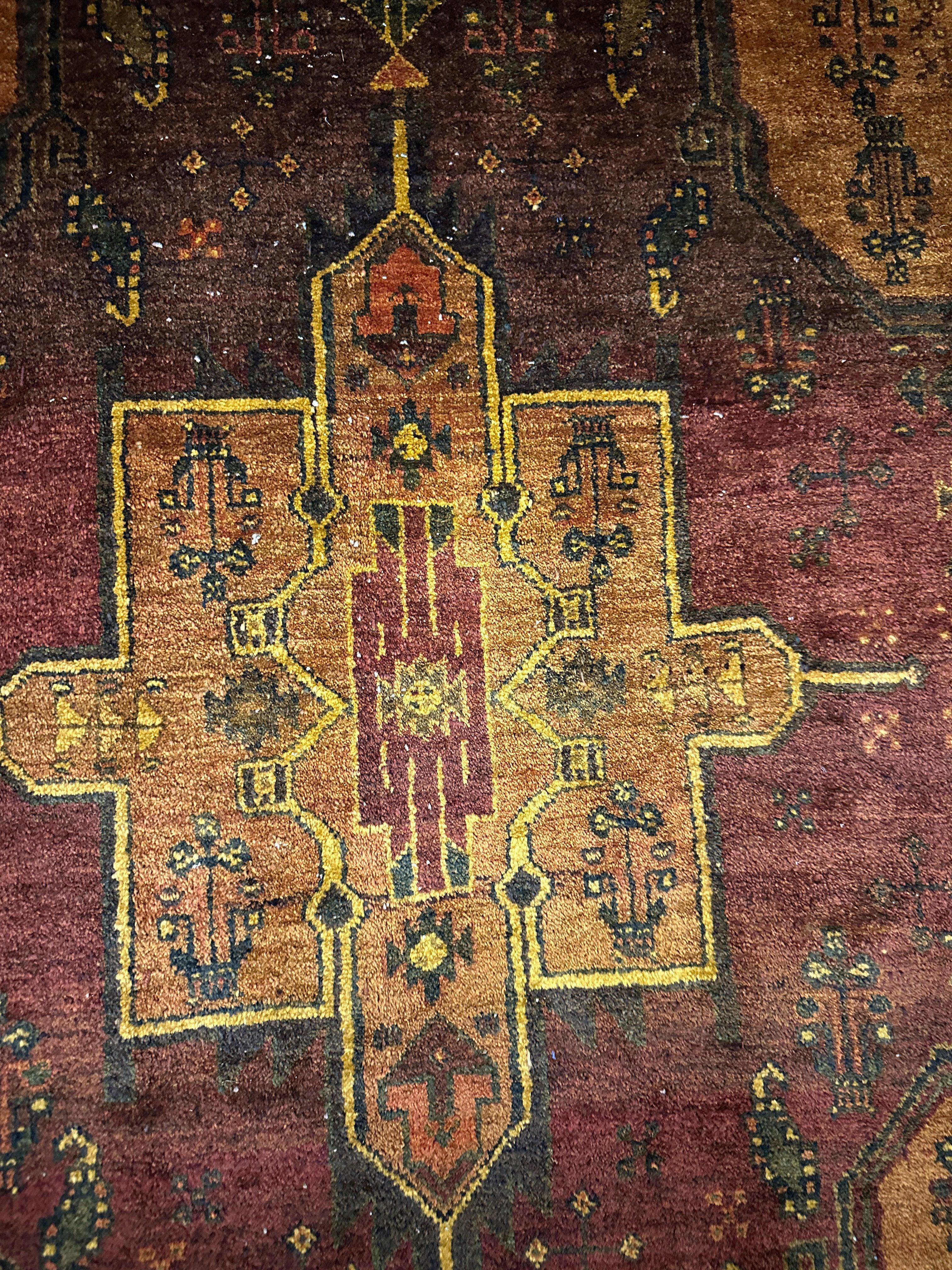 265 x 126 cm Fine Persian Old Baluch Rug Hand-Knotted Yellow & Brown Colour - Rugoutlet