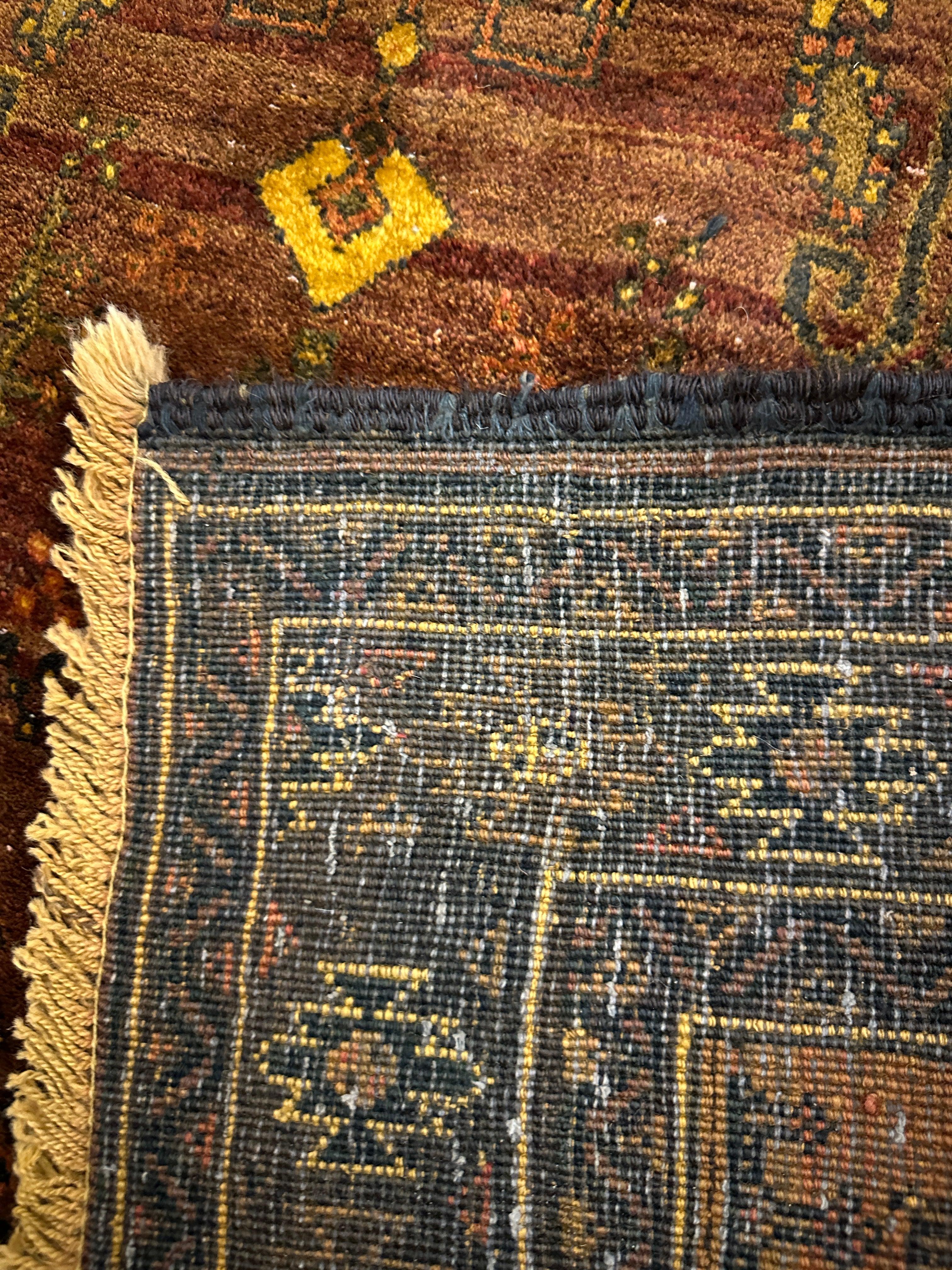 265 x 126 cm Fine Persian Old Baluch Rug Hand-Knotted Yellow & Brown Colour - Rugoutlet