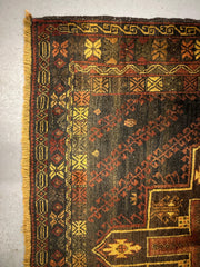 270 x 135 cm Fine Persian Old Baluch Rug Hand-Knotted Yellow & Red Colour - Rugoutlet