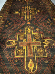 270 x 135 cm Fine Persian Old Baluch Rug Hand-Knotted Yellow & Red Colour - Rugoutlet