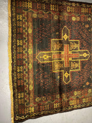 270 x 135 cm Fine Persian Old Baluch Rug Hand-Knotted Yellow & Red Colour - Rugoutlet