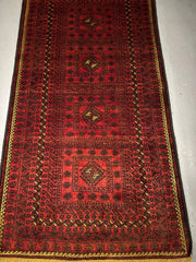 200 x 119 cm Fine Persian Old Baluch Rug Hand-Knotted Red & Black Colour - Rugoutlet