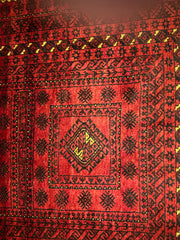 200 x 119 cm Fine Persian Old Baluch Rug Hand-Knotted Red & Black Colour - Rugoutlet