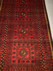 200 x 119 cm Fine Persian Old Baluch Rug Hand-Knotted Red & Black Colour - Rugoutlet