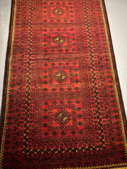 200 x 119 cm Fine Persian Old Baluch Rug Hand-Knotted Red & Black Colour - Rugoutlet