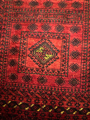 200 x 119 cm Fine Persian Old Baluch Rug Hand-Knotted Red & Black Colour - Rugoutlet