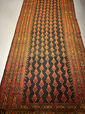 275 x 125 cm Fine Persian Old Baluch Rug Hand-Knotted Orange & Yellow Colour - Rugoutlet