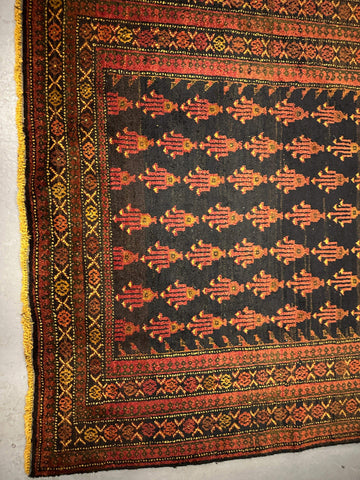275 x 125 cm Fine Persian Old Baluch Rug Hand-Knotted Orange & Yellow Colour - Rugoutlet
