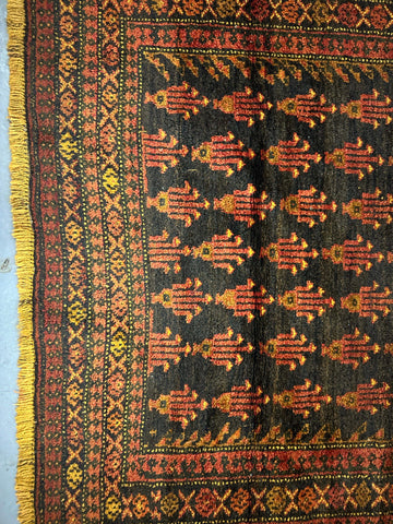 275 x 125 cm Fine Persian Old Baluch Rug Hand-Knotted Orange & Yellow Colour - Rugoutlet