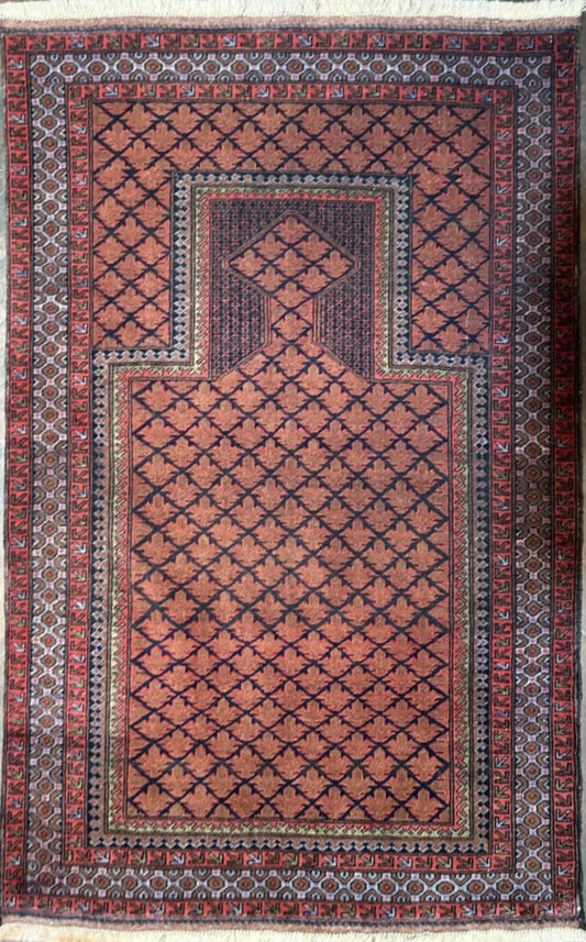 Fine Old Baluch Prayer Wool Rug 140 x 90 cm (4.59 x 2.95 ft)