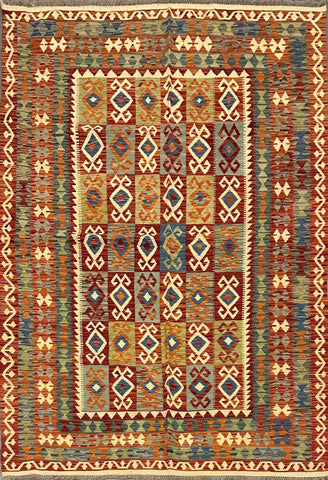 Natural Dye Afghan Kilim Rug 301 x 201 cm (9.51 x 6.59 ft)