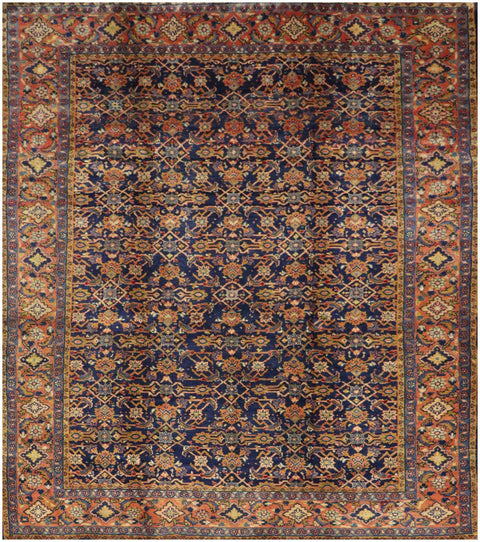 343x220 cm Persian Mahal Sarough Tribal Wool Rugs Hand Knotted Blue - Rugoutlet