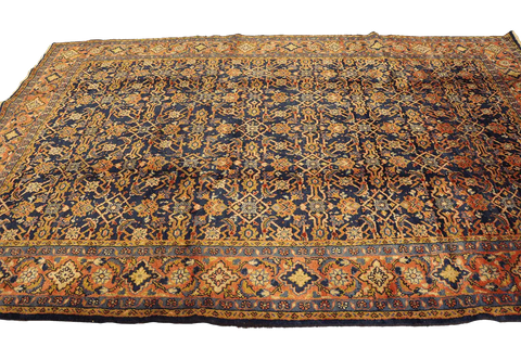 343x220 cm Persian Mahal Sarough Tribal Wool Rugs Hand Knotted Blue - Rugoutlet