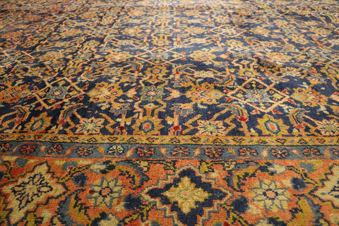 343x220 cm Persian Mahal Sarough Tribal Wool Rugs Hand Knotted Blue - Rugoutlet