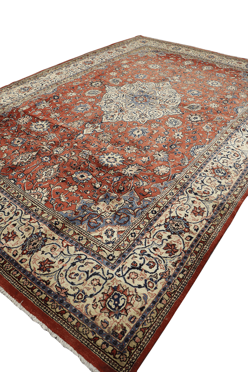 402x272 cm Persian Sarouqh Tribal Wool Rugs Hand Knotted Mustard - Rugoutlet