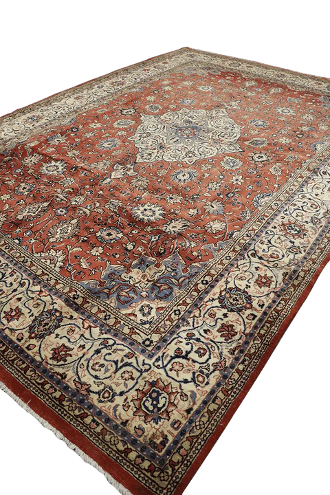 402x272 cm Persian Sarouqh Tribal Wool Rugs Hand Knotted Mustard - Rugoutlet