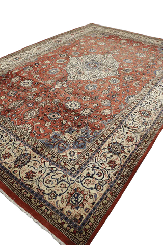402x272 cm Persian Sarouqh Tribal Wool Rugs Hand Knotted Mustard - Rugoutlet