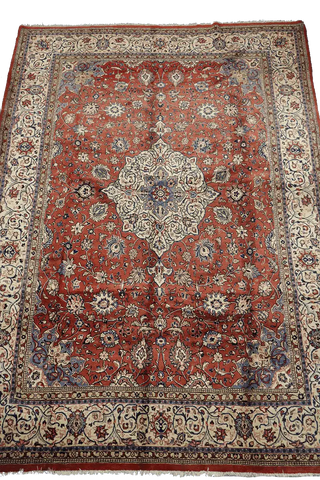 402x272 cm Persian Sarouqh Tribal Wool Rugs Hand Knotted Mustard - Rugoutlet