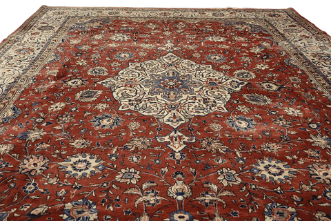 402x272 cm Persian Sarouqh Tribal Wool Rugs Hand Knotted Mustard - Rugoutlet