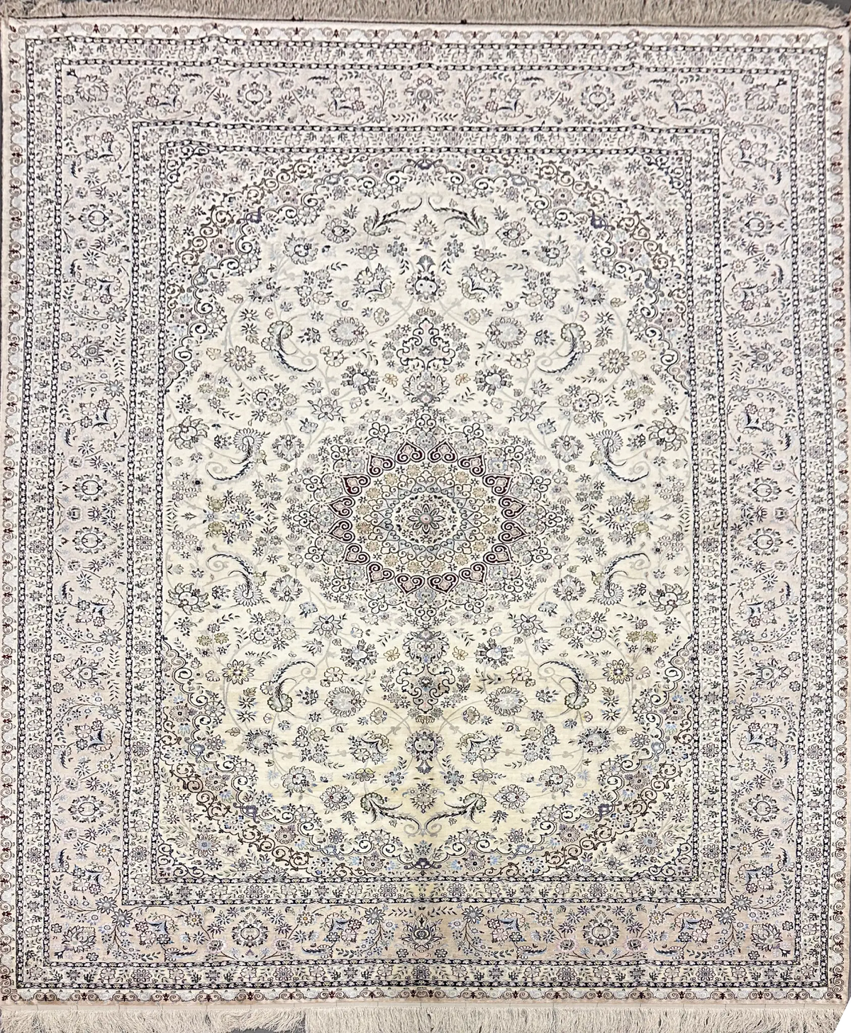 Persian Nain Silk Handmade Rug 310 x 207 cm (10.17 x 6.79 ft)