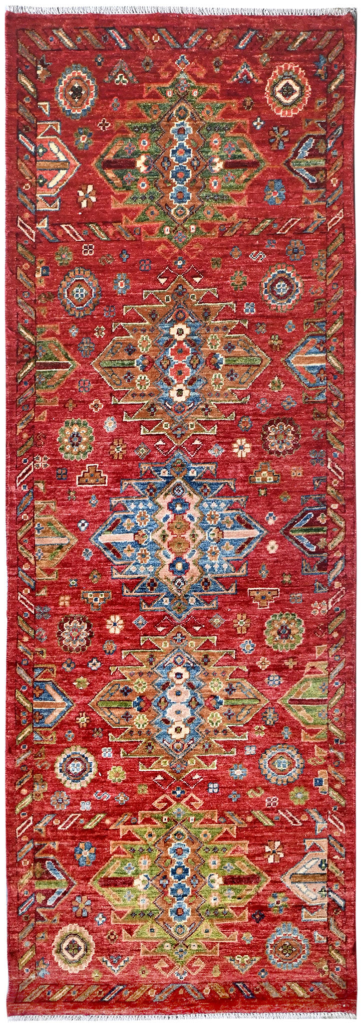 Kazak Natural Dye Wool Runner Rug  2.47 X 0.78 m (8.1 X 2.5 ft)