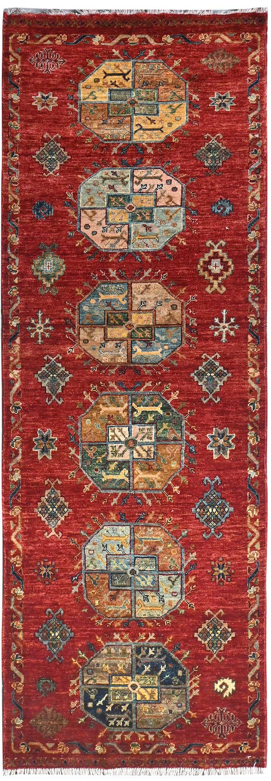 Kazak Natural Dye Wool Runner Rug  2.43 X 0.80 m (7.9 X 2.6 ft)