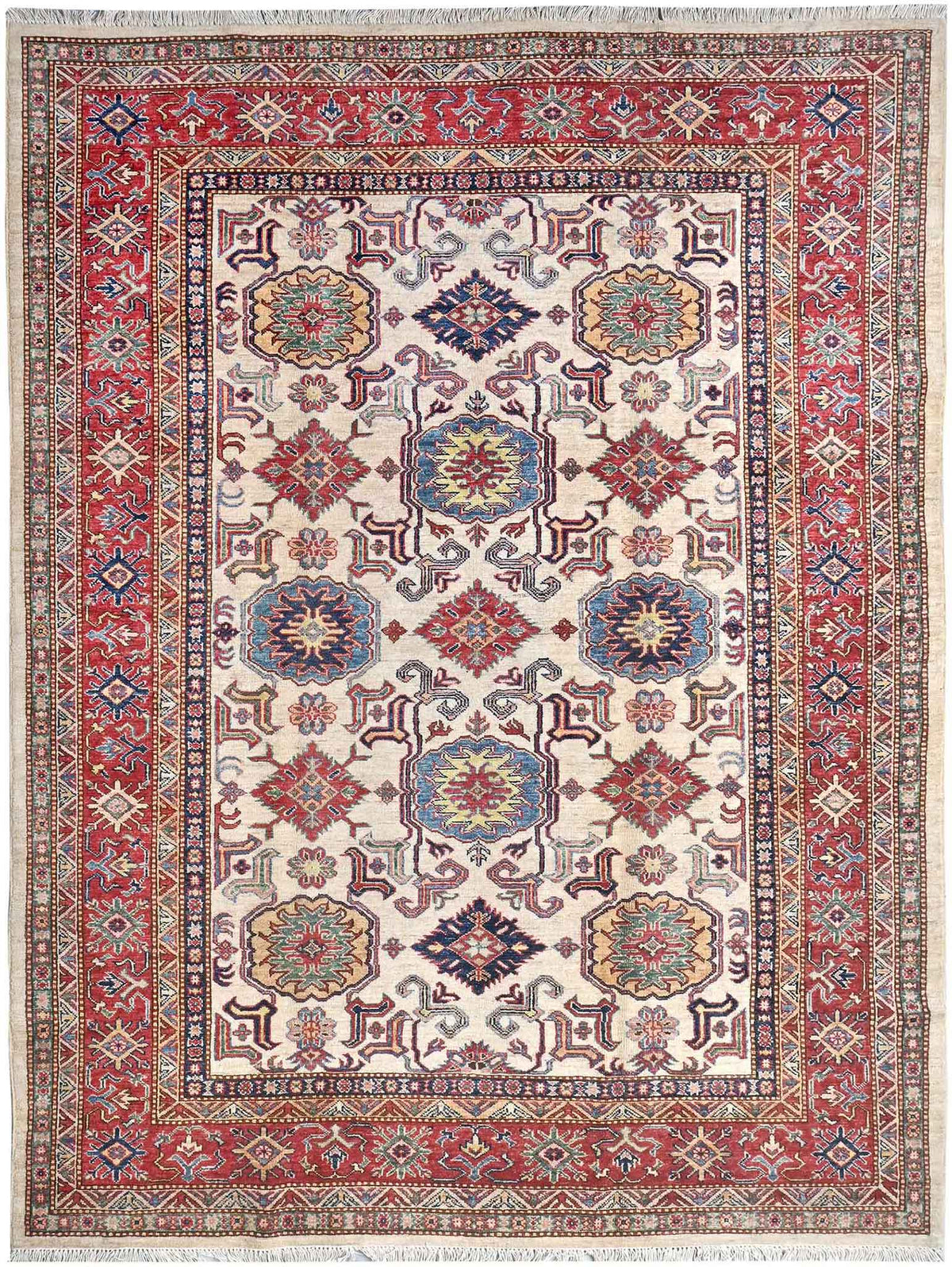 Handmade Kazak Wool Rug 2.40 X 1.79 m (7.8 X 5.8 Ft)