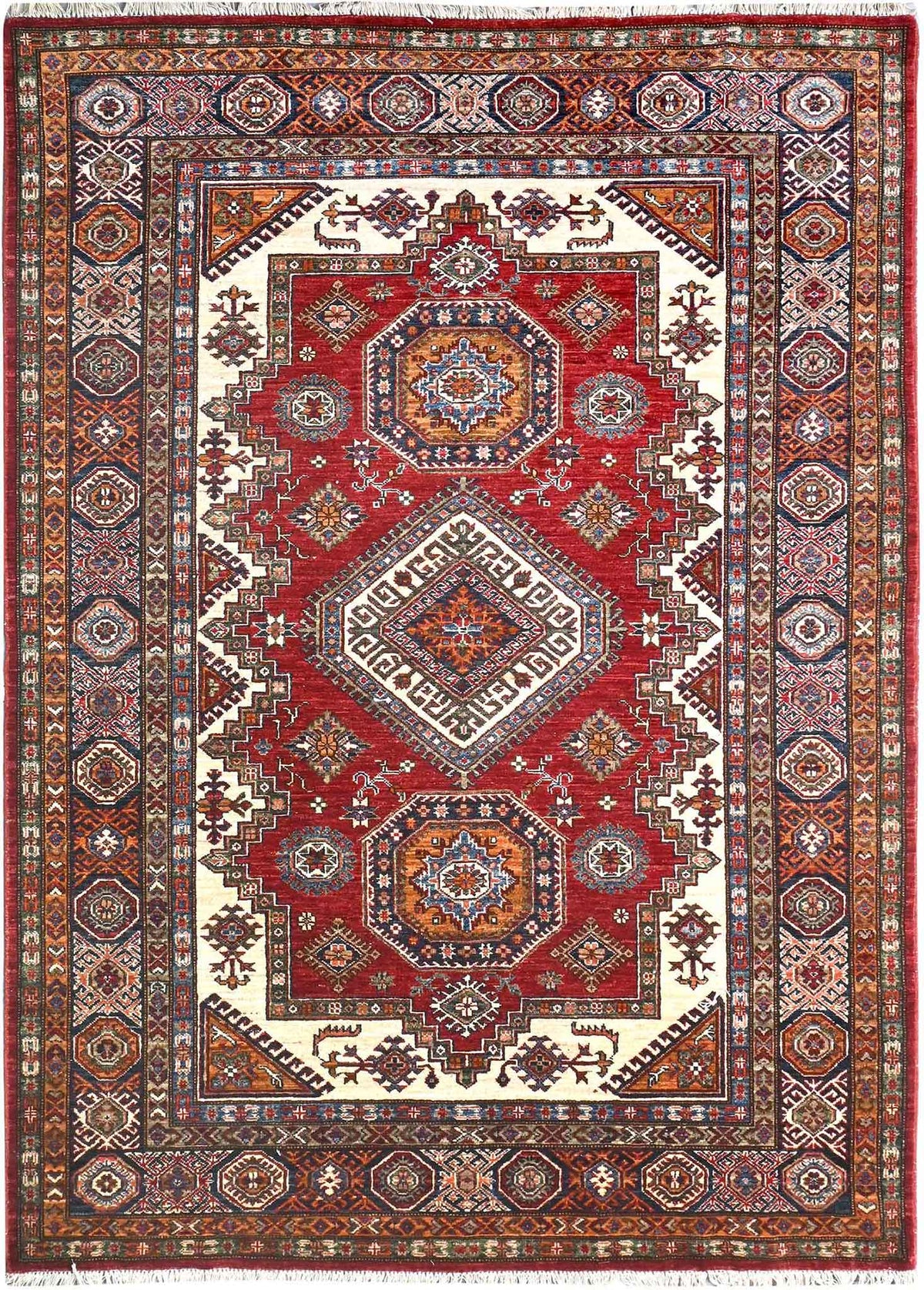 Handmade Kazak Wool Rug 2.35 X 1.70 m (7.7 X 5.5 Ft)