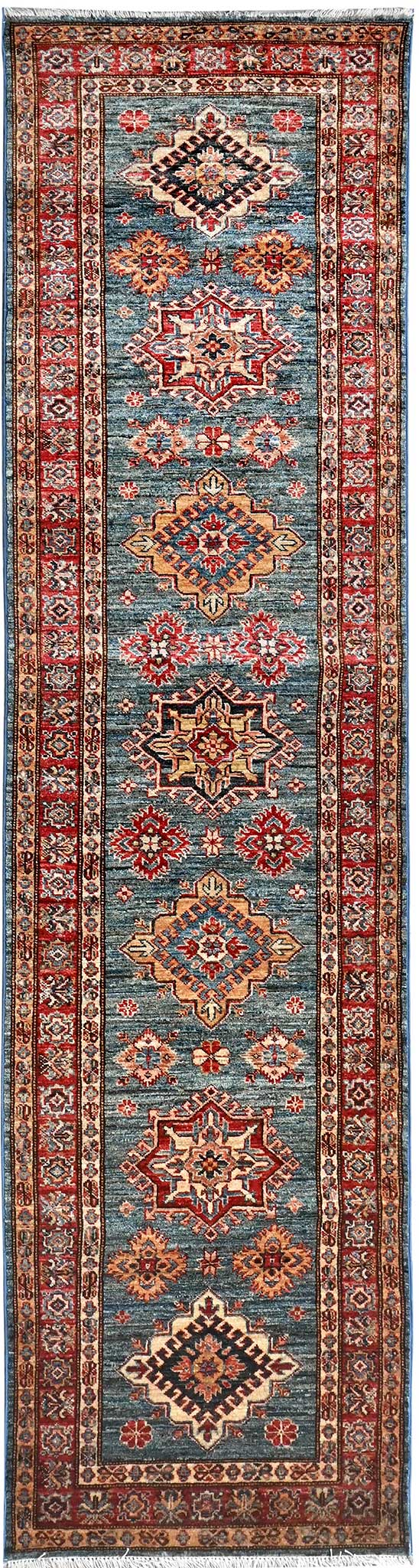 Kazak Natural Dye Wool Runner Rug  2.94 X 0.76 m (9.6 X 2.4 ft)