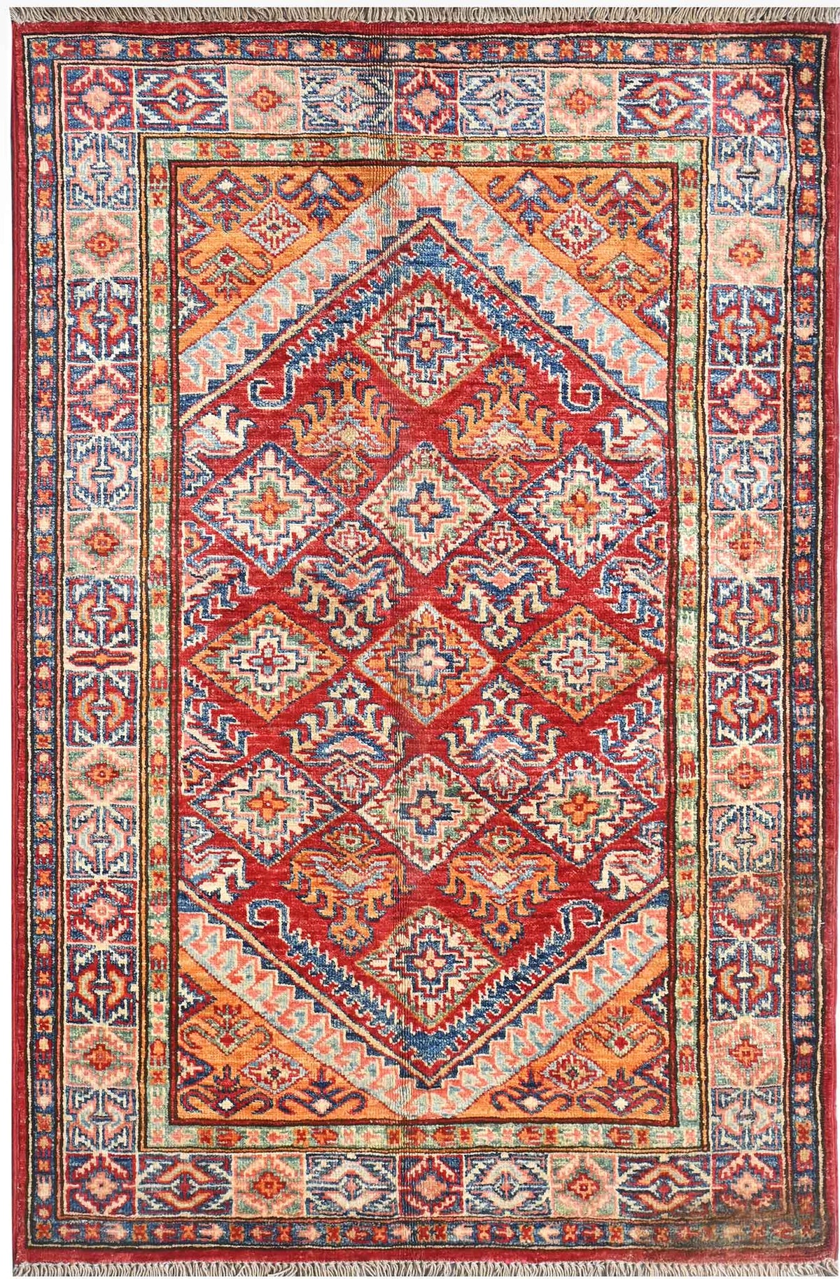 Handmade Kazak Wool Rug 1.26 X 0.84 m (4.1 X 2.7 ft)