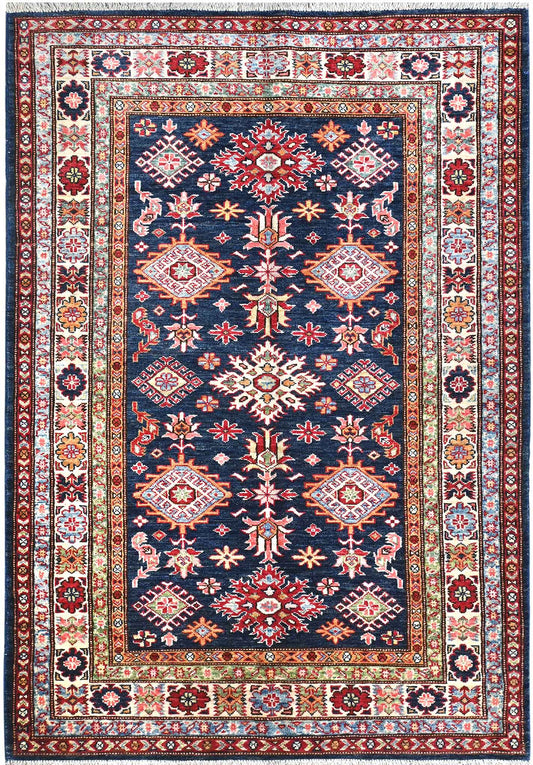 Handmade Kazak Wool Rug 1.90 X 1.24 m (6.2 X 4 Ft)