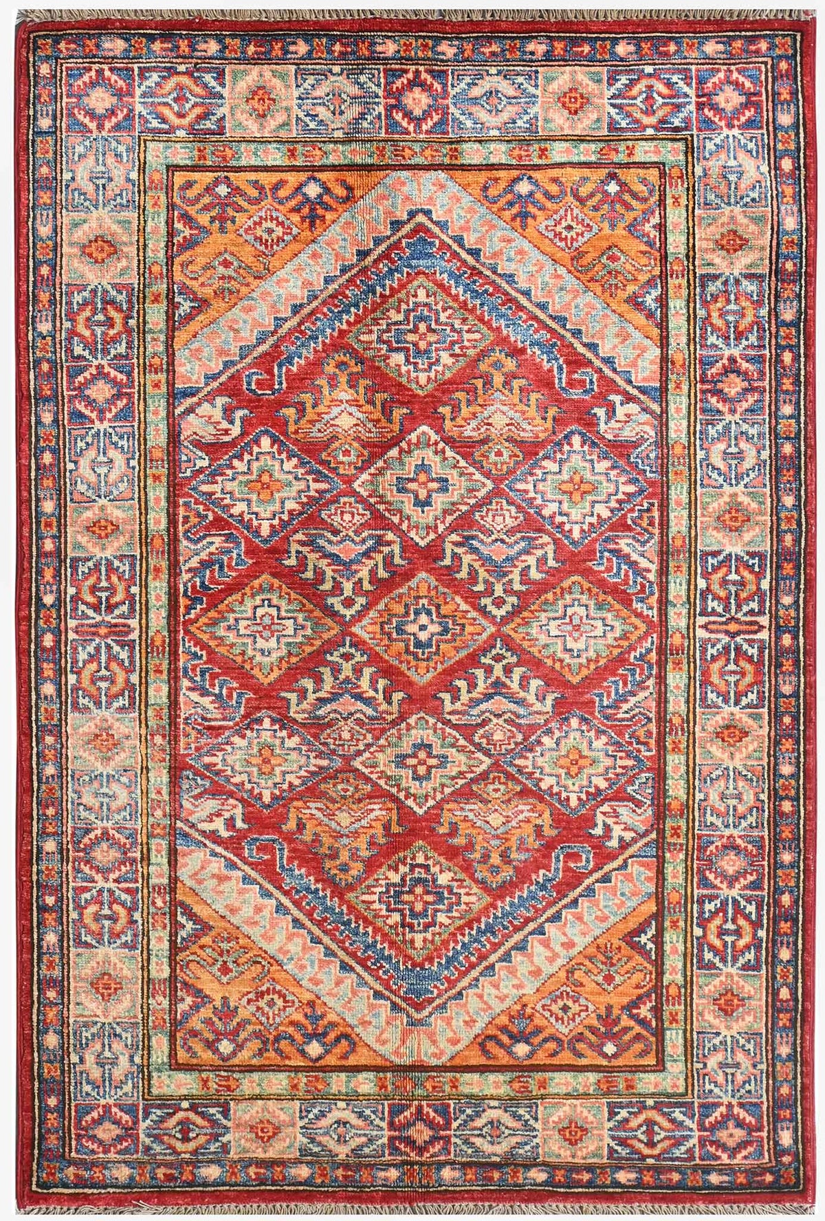 Handmade Kazak Wool Rug 1.36 X 0.85 m (4.4 X 2.7 ft)