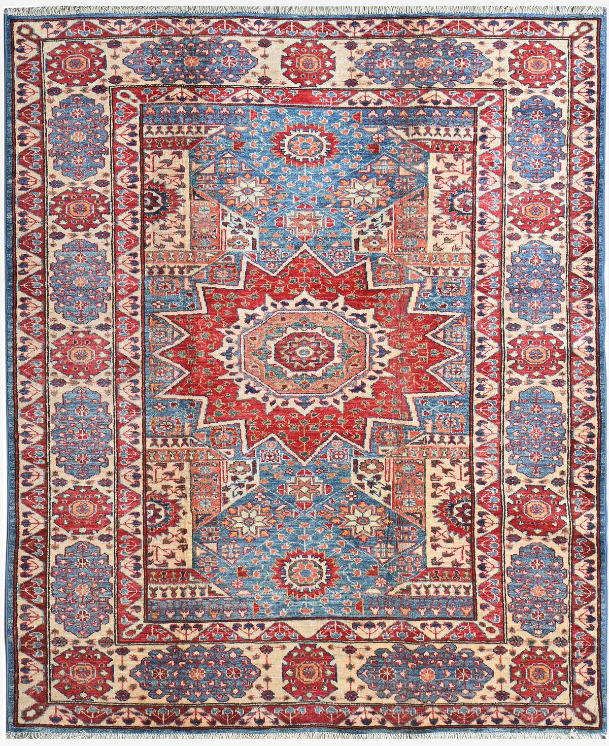 Handmade Kazak Wool Rug 1.92 X 1.58 m (6.2 X 5.1 ft)