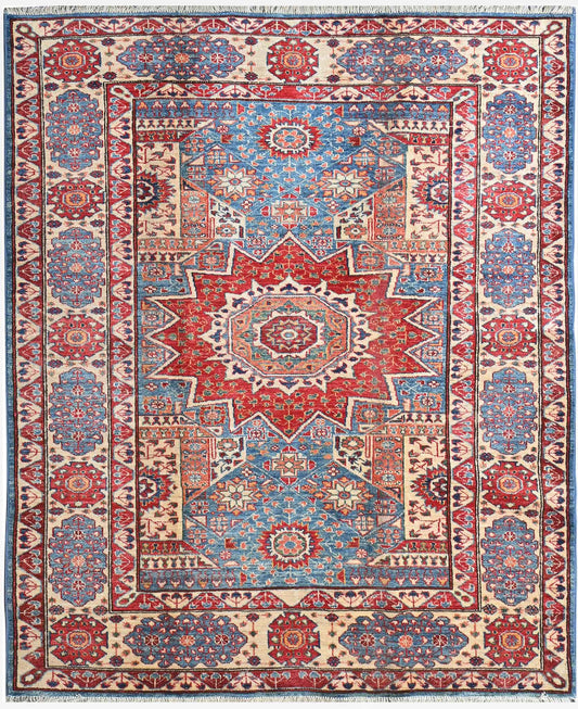 Handmade Kazak Wool Rug 1.92 X 1.58 m (6.2 X 5.1 ft)