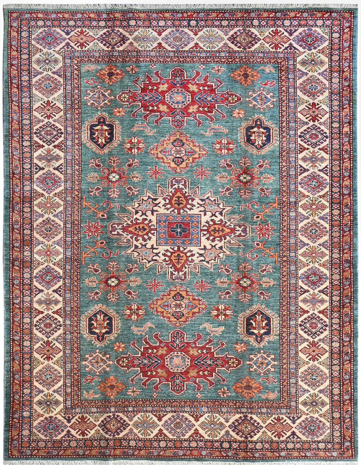 Handmade Kazak Wool Rug 2.38 X 1.75 m (7.8 X 5.7 ft)