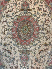 215 x 145 cm Fine Oval Silk and wool Persian Tabriz Rug - Rugoutlet