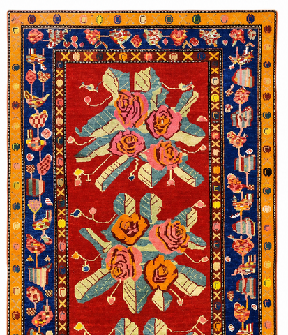 Anatolian Floral Wool Runner Rug 126 x 250 cm (4.13 x 8.20 ft)