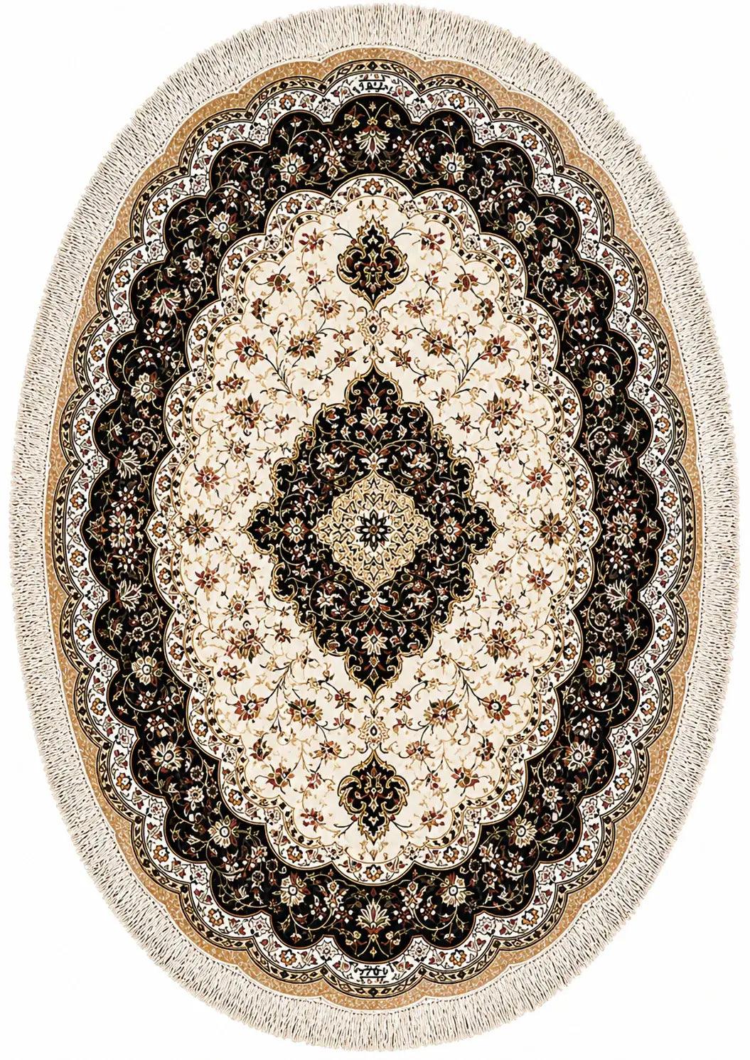 Oval Ghom Silk Round Rug 134 x 210 cm (4.40 x 6.89 ft)