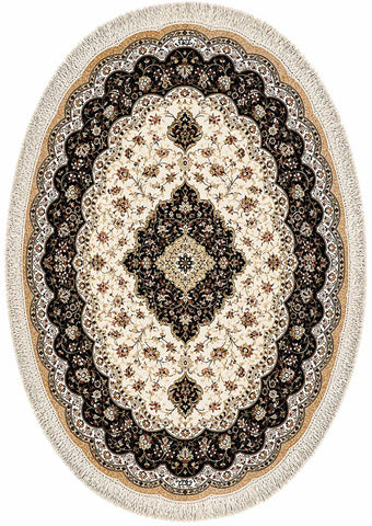 Oval Ghom Silk Round Rug 134 x 210 cm (4.40 x 6.89 ft)