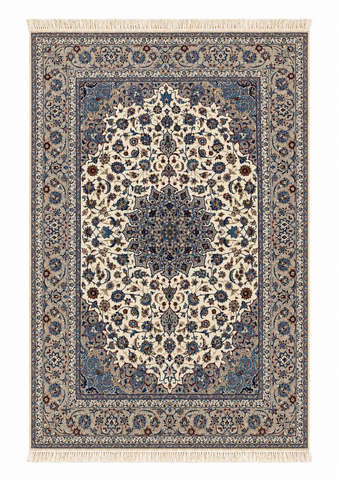Handmade Isfahan Wool & Silk Rug 235x155 cm – Golden & Blue Rug