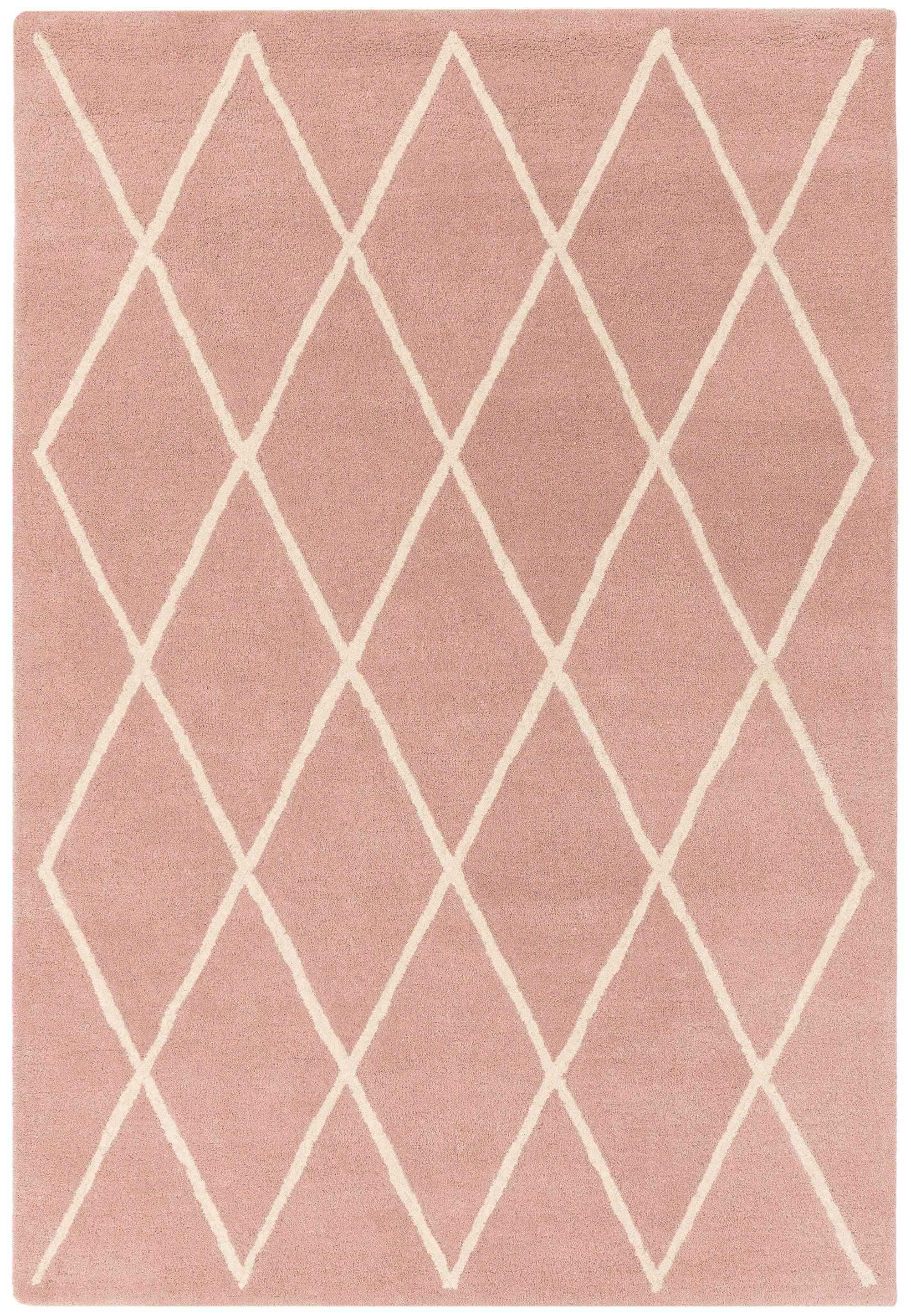 Albany Ogee Silver Diamond Pink Rug - Rugmaster