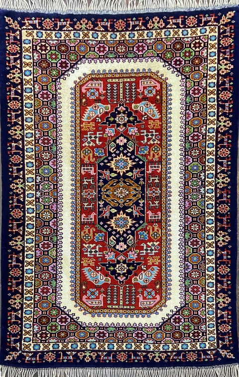 Fine Silk Azerbaijan Rug Handmade  155 x 112 cm